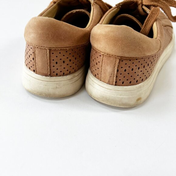 Lucky Brand Tan Perforated Leather Round Toe Sneakers - Picture 8 of 14